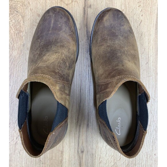 Clarks Demi 2 Beat Ankle Boots Women's 6.5 M Dark Tan Brown Slip On 13713 - Picture 12 of 16